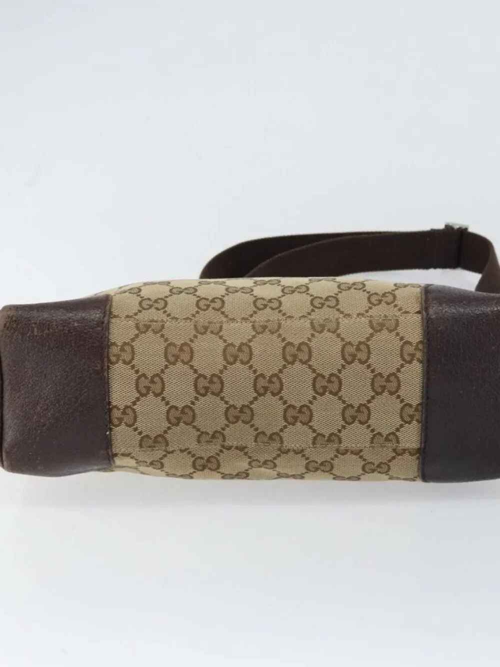 GUCCI GG Canvas Shoulder Bag Beige Silver 114273 Auth 157746